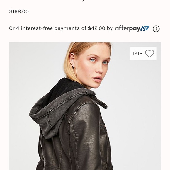 Free People Leather Jacket with Hood - Picture 2 of 8